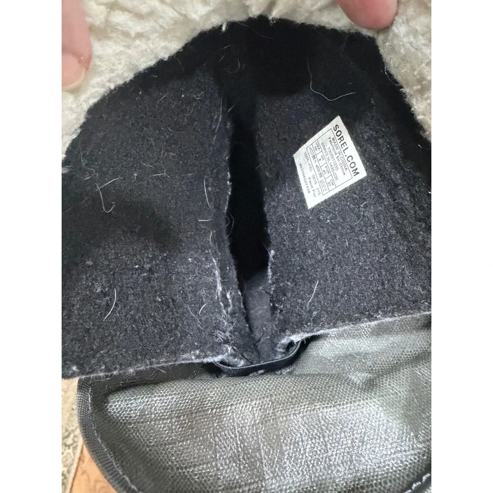 Sorel Winter Carnival Waterproof‎ Boots Grey Black Faux Fur NL1495-035 Womens 10